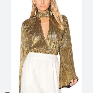 House of Harlow 1960 x Revolve Gold Lame Lynn Blouse